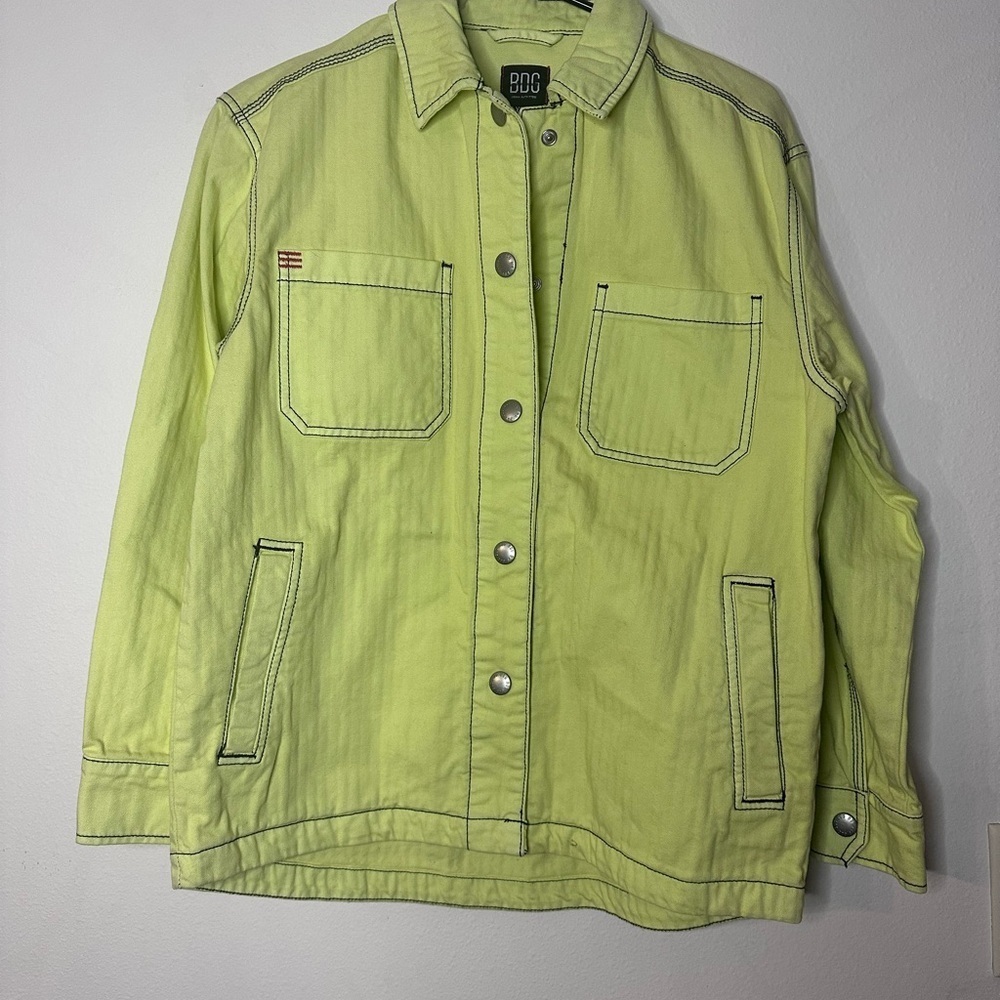 BDG Women Light Green Snap Jacket XS Collared Pockets Relaxed Fit - Picture 1 of 7